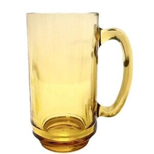 Vintage Hazel Atlas Amber Glass Beer Mug Stein D-Handle 10 oz Mid Century